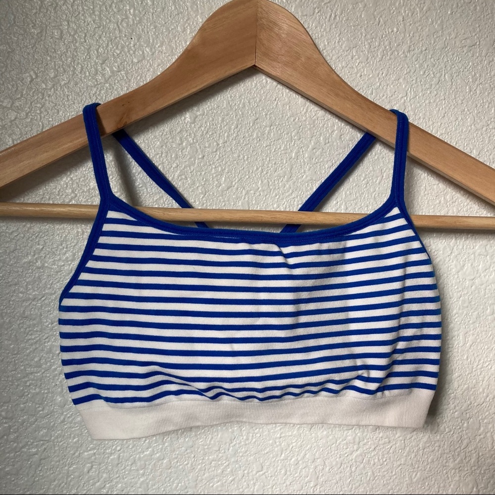 Gap Body Blue Striped Sports Bra Small
